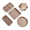 6pcs Bakeware Set Loose Bottom Carbon Steel Anti Stick Baking Pans Set for   Muffin Pizza