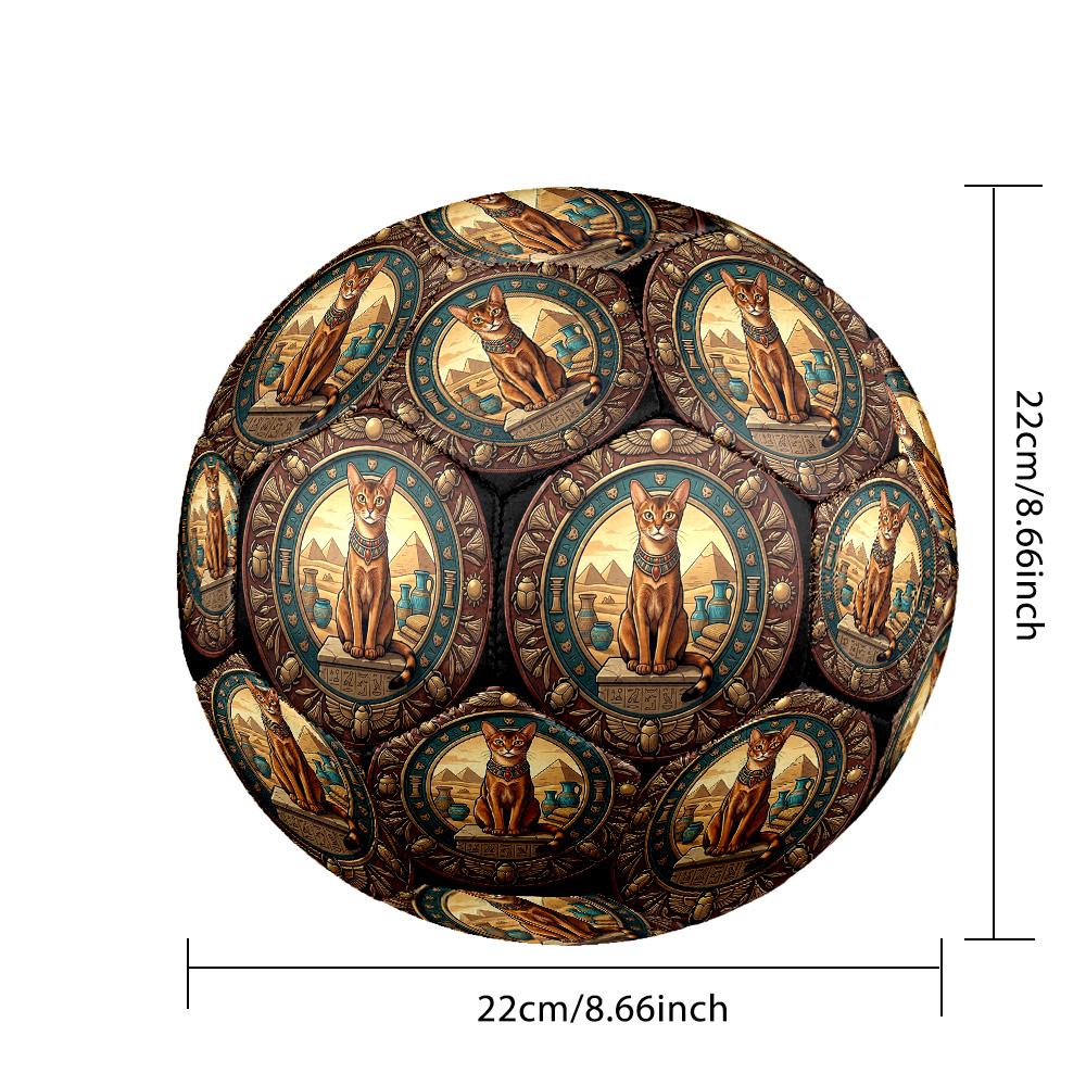 Egyptian Cat Art Round Football Size 5 Adult Ball Suitable for Training Matches and Outdoor Team.