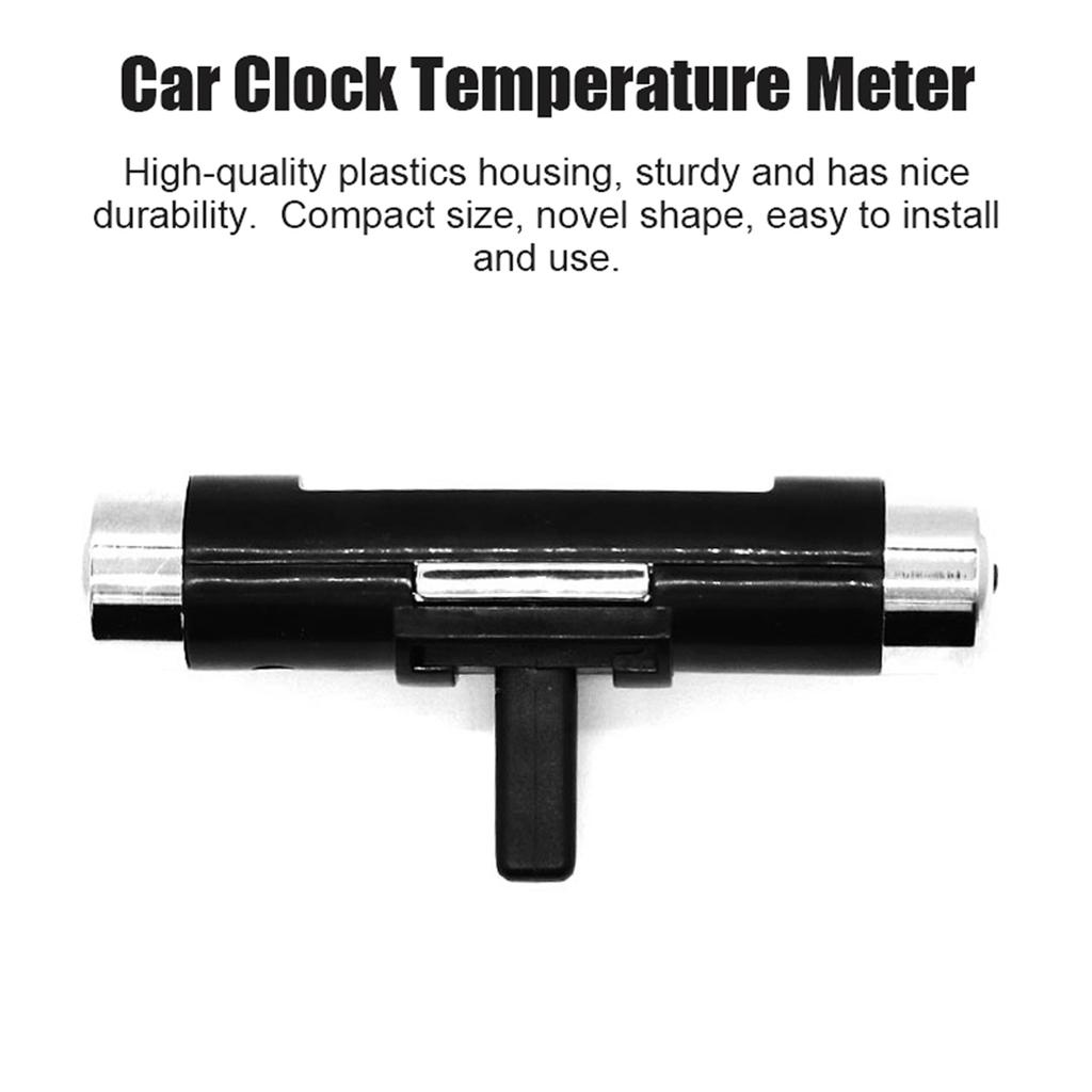 2 in 1 Car Clock Temperature Meter Gauge Air Outlets Clip on LED Digital Display Thermometer with Blue Backlight 12H