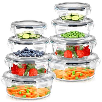 Glass Food Containers With Lid And Seal, Round, 8 Pcs.