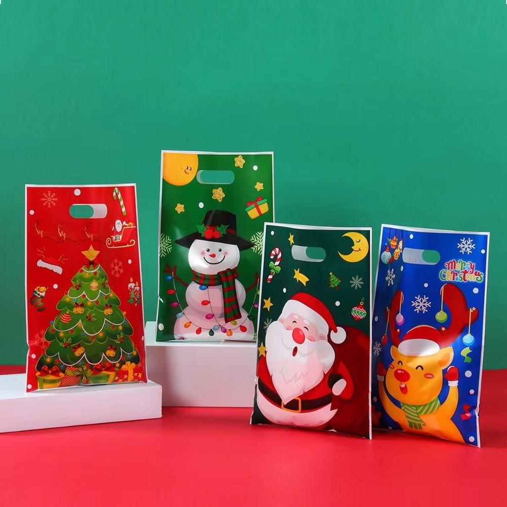 50/100 stk Elg Juleemballasjeposer Tegneserie Julenissen Gavepose Julegaveposer 2025 Jul