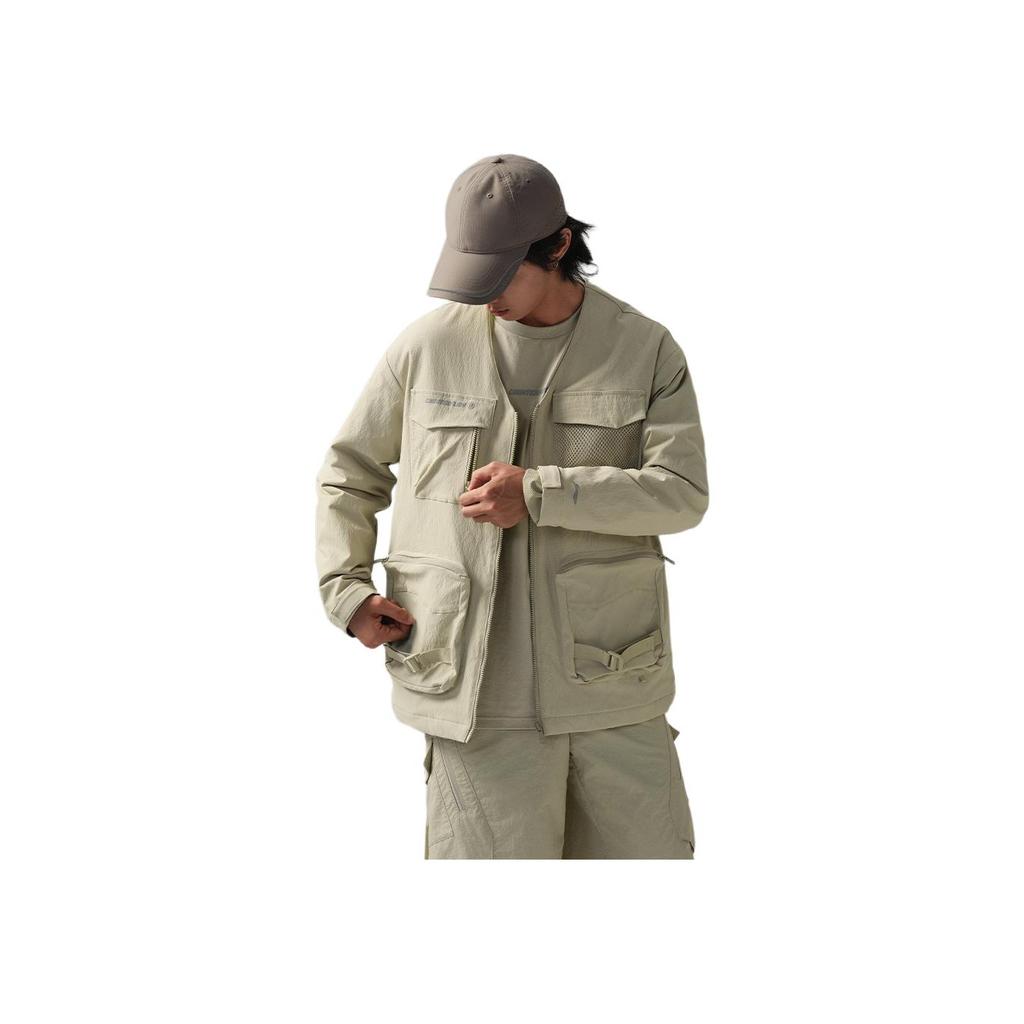 Li Ning CF Comfort Warm Loose Zipper Water-Resistant Cotton Jacket Unisex Jacket Lime AJMU141-1