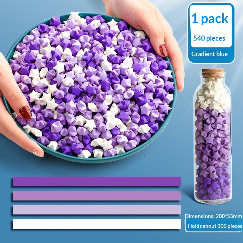 540PCS Gradient Color Star Origami Paper Art Craft Paper DIY Handmade Star Paper Strip Double Side Ucky Stars Folding Paper