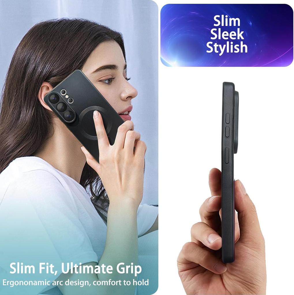 Magnetic for Samsung Galaxy S26 Ultra/S26+/S26 Phone Case, Luxury Matte Soft Silicone Metallic Luster, Camera Lens Protector