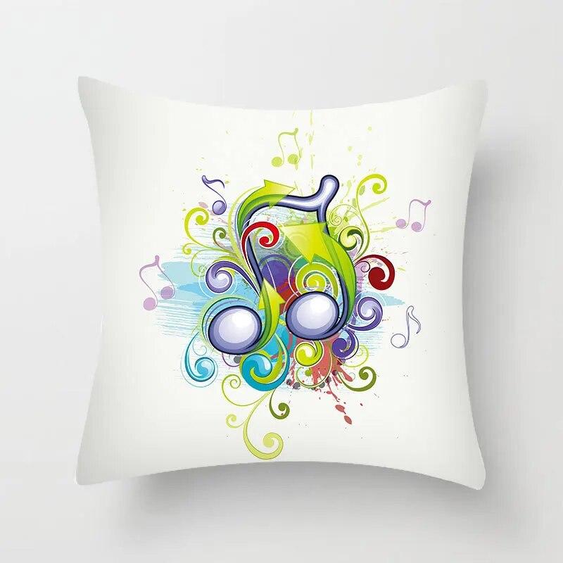 Cute Music Art Pillowcase Colorful Note  Bedroom Car  for Living Room Bed Sofa