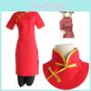Exquisites rotes Gintama Kagura Cosplay Kostüm Uniform Kleid und Hosen Set für Anime-Fans
