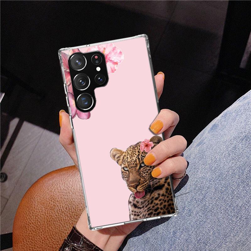 

Pink Leopard Print Phone Case For Samsung Galaxy S24 S25 Edge S26 Ultra S23 S22 S21 Plus S20 FE + Personalized Print Cover Galax Samsung S23