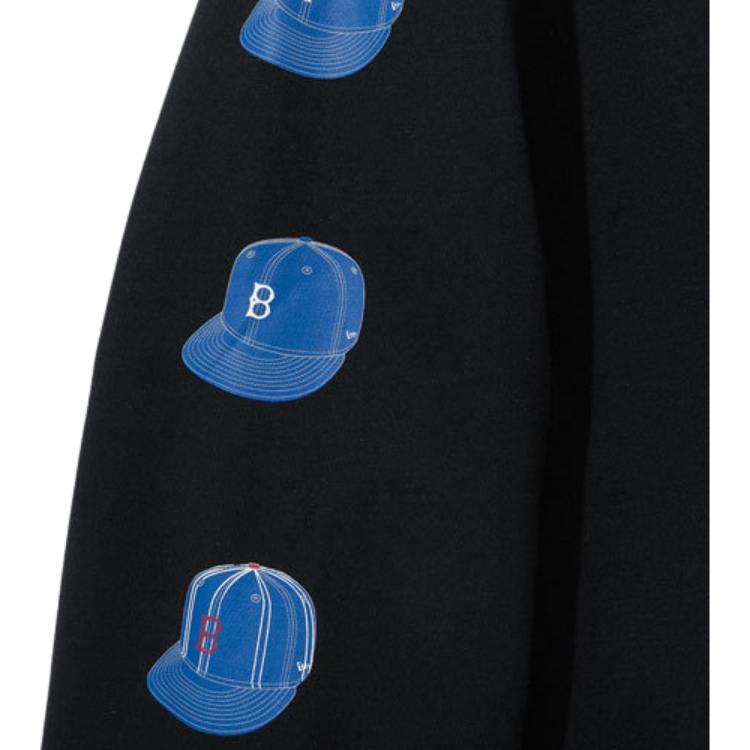 New Era MLB Los Angeles Dodgers Logo Print Crew Neck Long Sleeve T-Shirt Unisex Tops Black 13338683