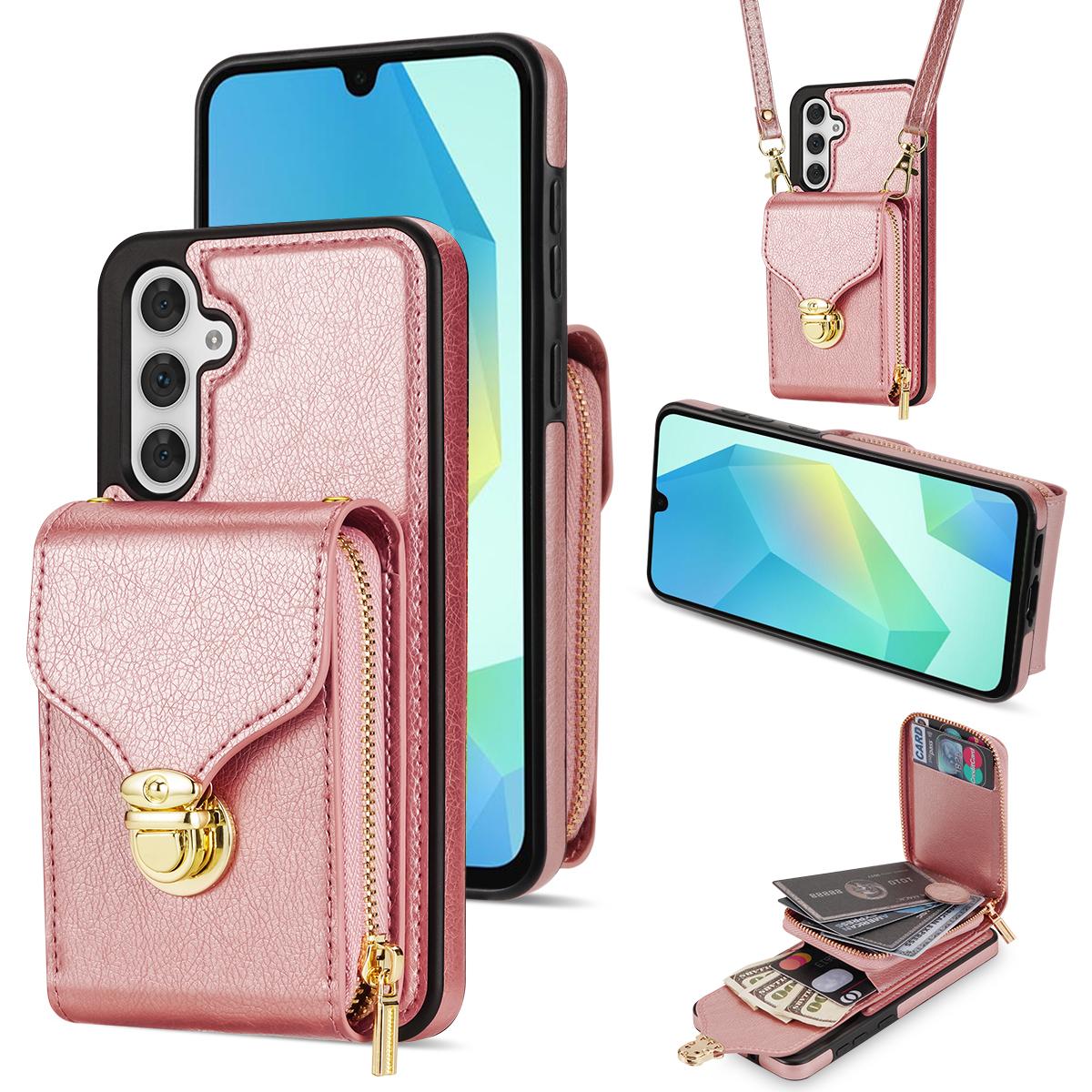 

Чохол-гаманець на блискавці для Samsung Galaxy A16 5G/4G Шкіра+ТПУ Чохол для телефону з ремінцем E