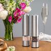 StainlessSteel Electric Salt and Pepper Grinder Set Salt and Pepper Grinder 1/2Pack AutomaticOne Hand OperationAdjustableGrinder