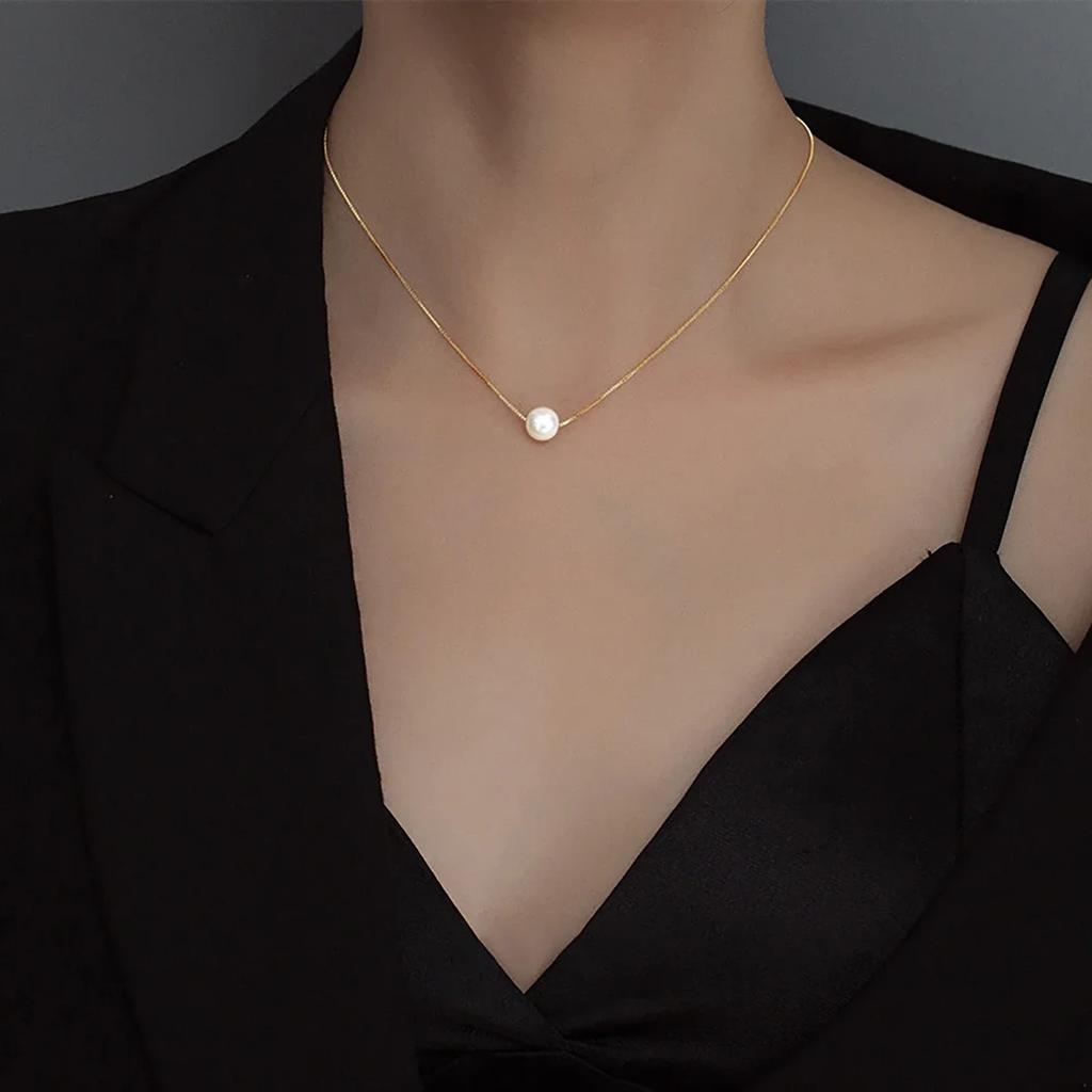 925 Silver Fashion Luxury White 6MM 8MM 10MM Mother of Pearl Pendant Necklace for Women Wedding Jewelry Accessories
