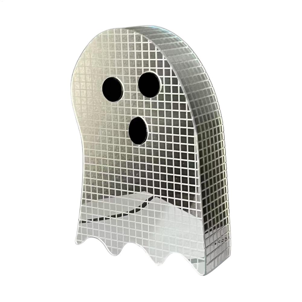 Glitter Disco Ghost Mirror Decor Sparkling Halloween Tabletop Sign for Bedroom, Bookshelf, Party Spooky Reflective Decoration