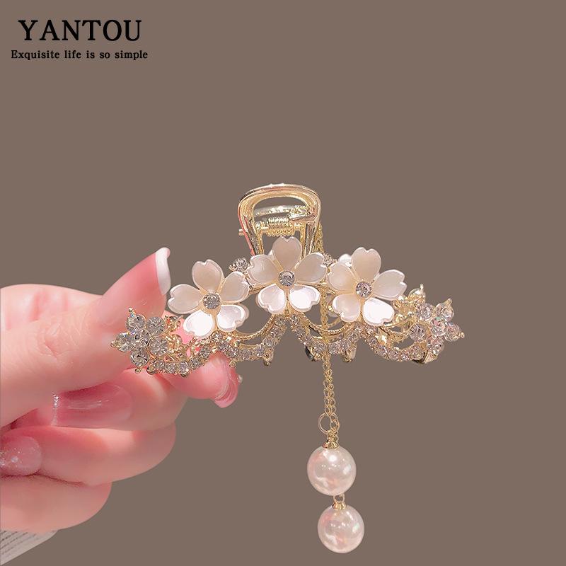 Jasmine Tassel Hairpin: Anti-Slip Shark Clip for High Ponytail & Half-Up Styles