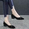 Shallow Single Shoes Rhinestone Women's Spring and Autumn New Pointed Thick Heel Mother Shoes Suede Low Heel Comfortable Mesh Women's Shoes
