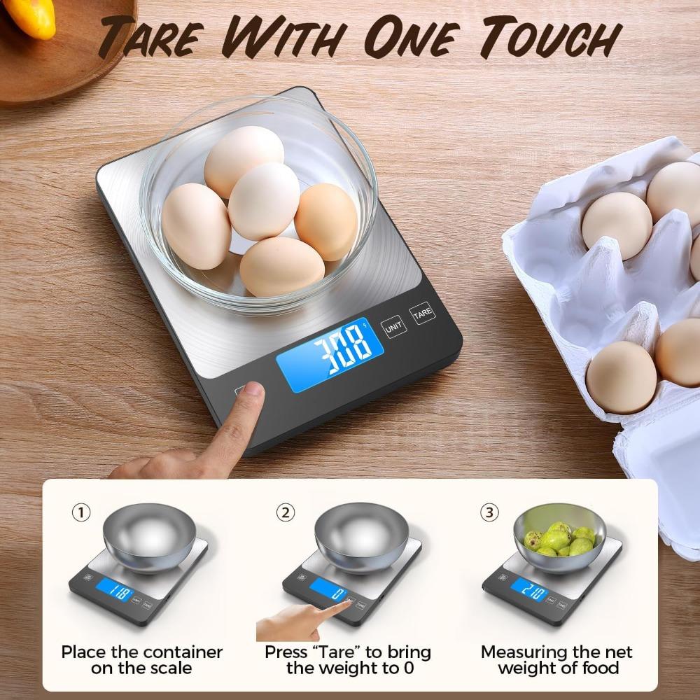 Digital Kitchen Food Scale with LCD Display 304 Stainless Steel Kitchen Balance for Fitness Baking Weighing