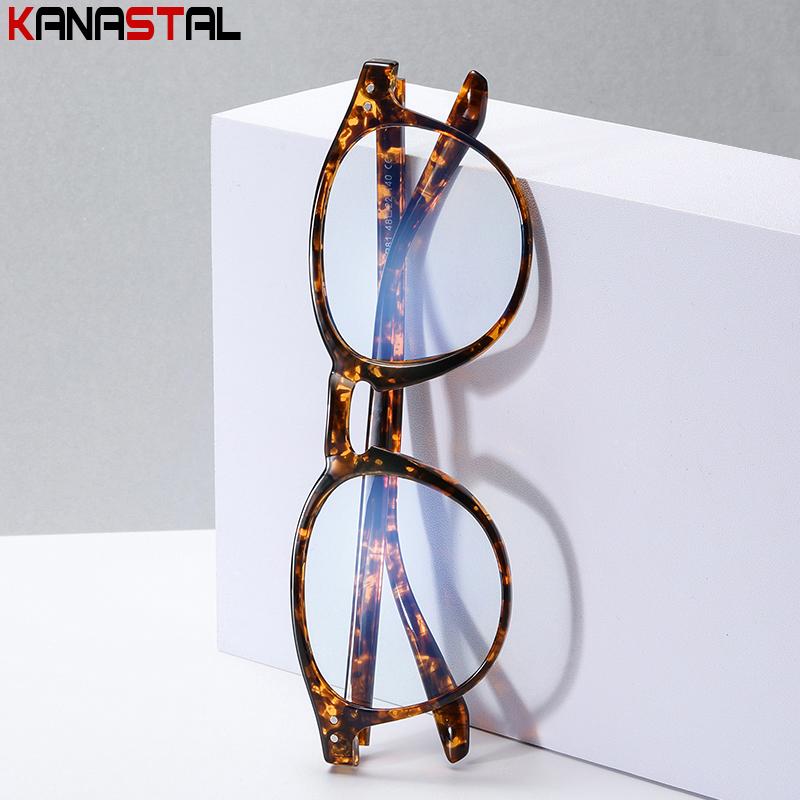 Women Blue Light Blocking Glasses Men Anti Fatigue Lens Computer TR90 Round Eyeglasses Frame Prescription Reading Myopia Eyewear