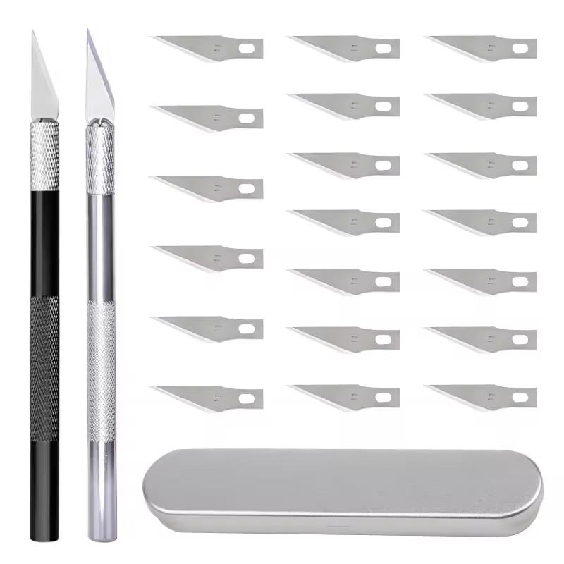 

Рукоятка из алюминиевого сплава, сменные лезвия, нож для резьбы по коже, профессиональный набор металлических режущих инструментов для DIY, резак для скульптуры