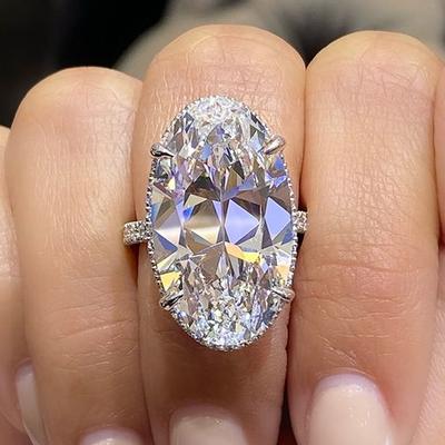 Huitan Bling Bling Großer Ovaler AAA CZ Ring Einfach Elegant Damen Verlobung Hochzeit Accessoires 2022 Trendig Dropshipping