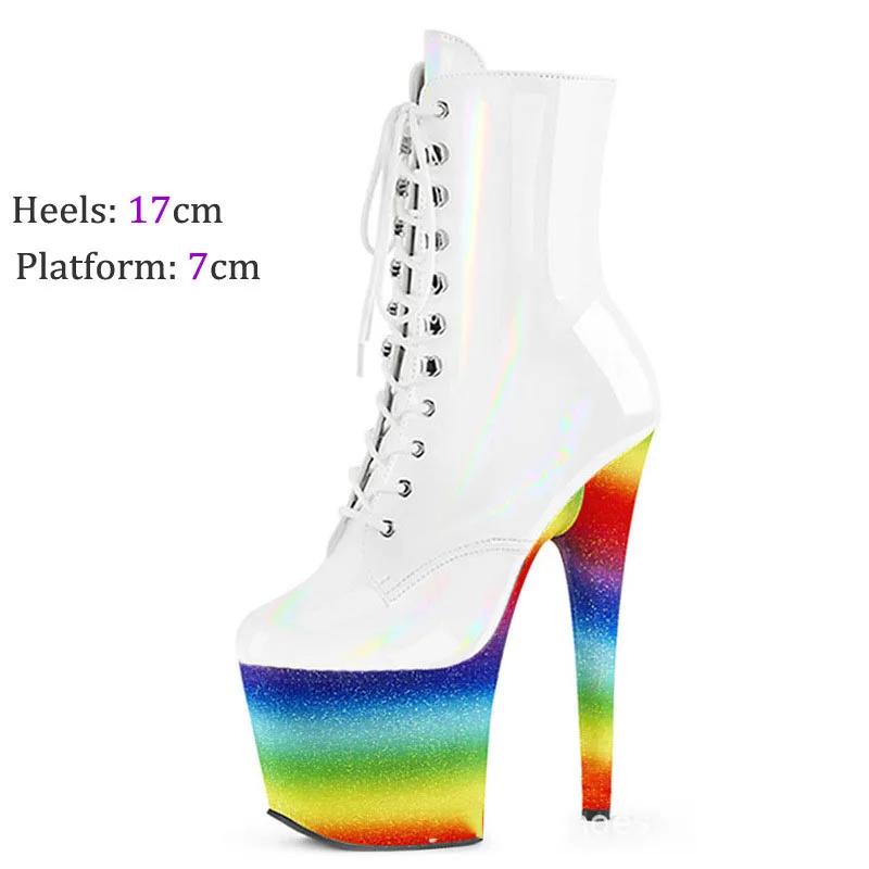 Divat Új 17Cm Szuper Magassarkú Stiletto Női Csizma Vízálló Platform Divat Kerek Orrú Bokacsizma Tánccipő