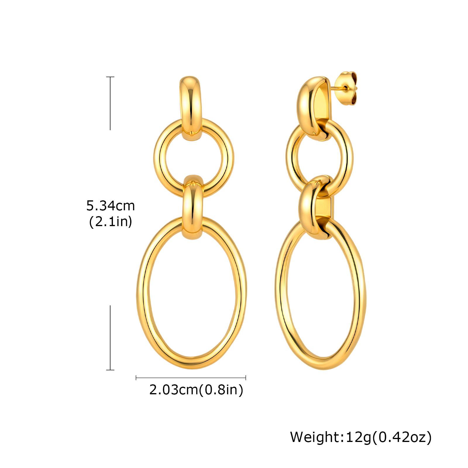 

Chic Geometric Circle Drop Earrings for Women Stainless Steel Round Chain Earrings 18K Gold Plated Fashion Daily Jewelry