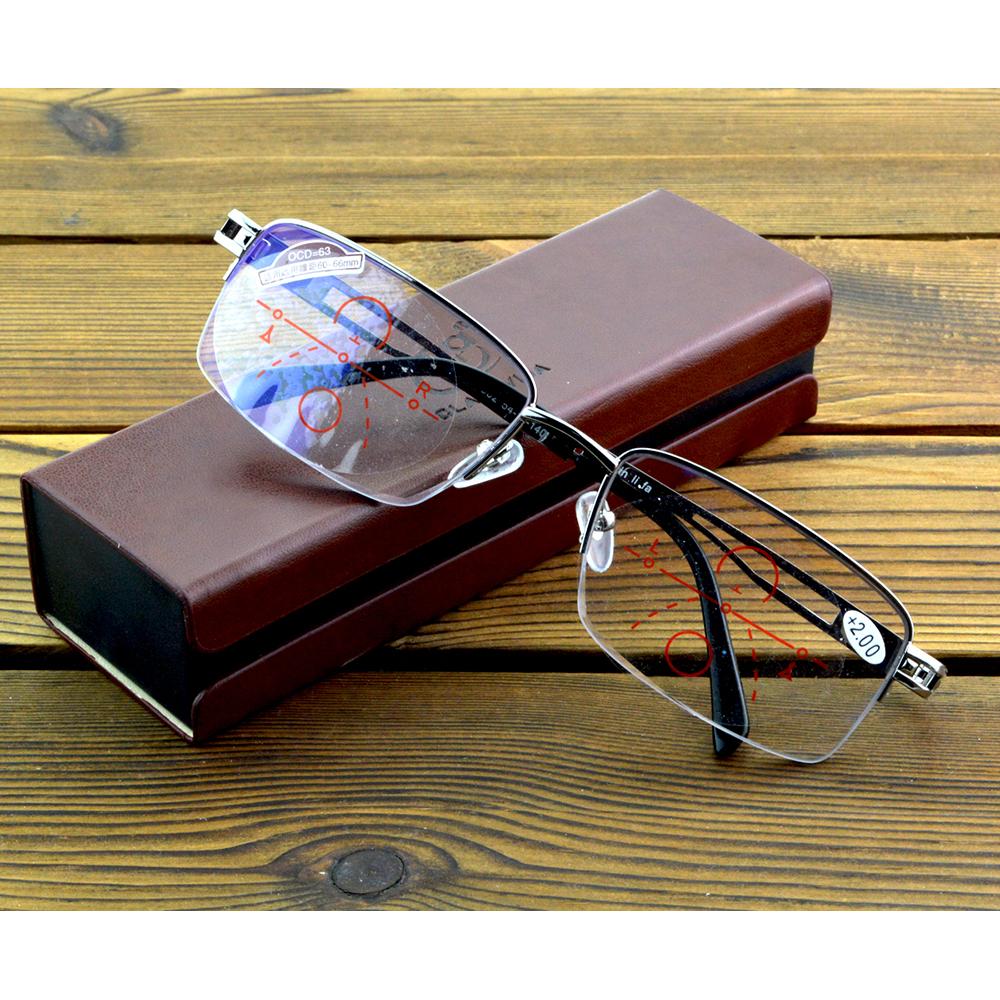 Прямоугольные прогрессивные мультифокальные очки для чтения в полуободке — фото 4