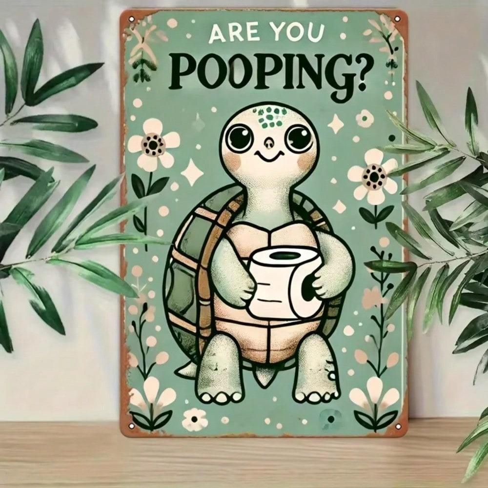 Vintage Metal Turtle Wall Art - Retro Tinplate Bathroom Decor