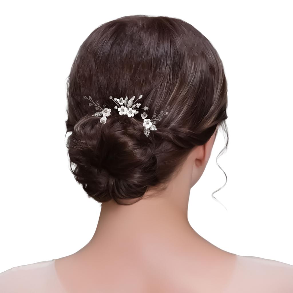Women Hairpin with Pearl Clay Flower Leaf Hair Accessories Set Lightweight Comfortable Elegant Design For Weddings Parties