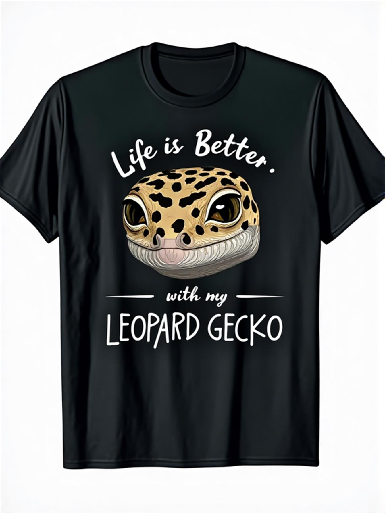 Life is Better with My Leopard Gecko Funny Gecko Owner TShirt 100 Cotton ONeck Short Sleeve Summer Casual Mens Tshirt S