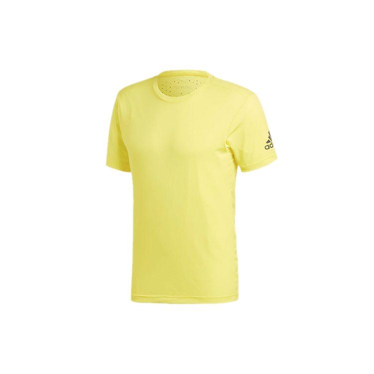 Adidas T Shirts Men's Bright Yellow Crew Neck Moderate Straight Fit CZ5425