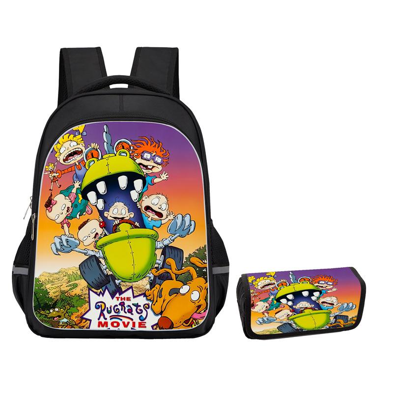 Rugrats High Definition Printing Oxford Leisure Spine Care Burden Reduction Storage Box Pencil Case Large Capacity Schoolbag
