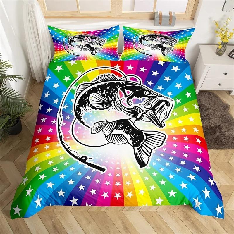 3D Print Marlin Swordfish Duvet Cover Kawaii Marine Life Bedding Set Ocean Theme Big Pike Fish Single Twin King Quilt Cover Set