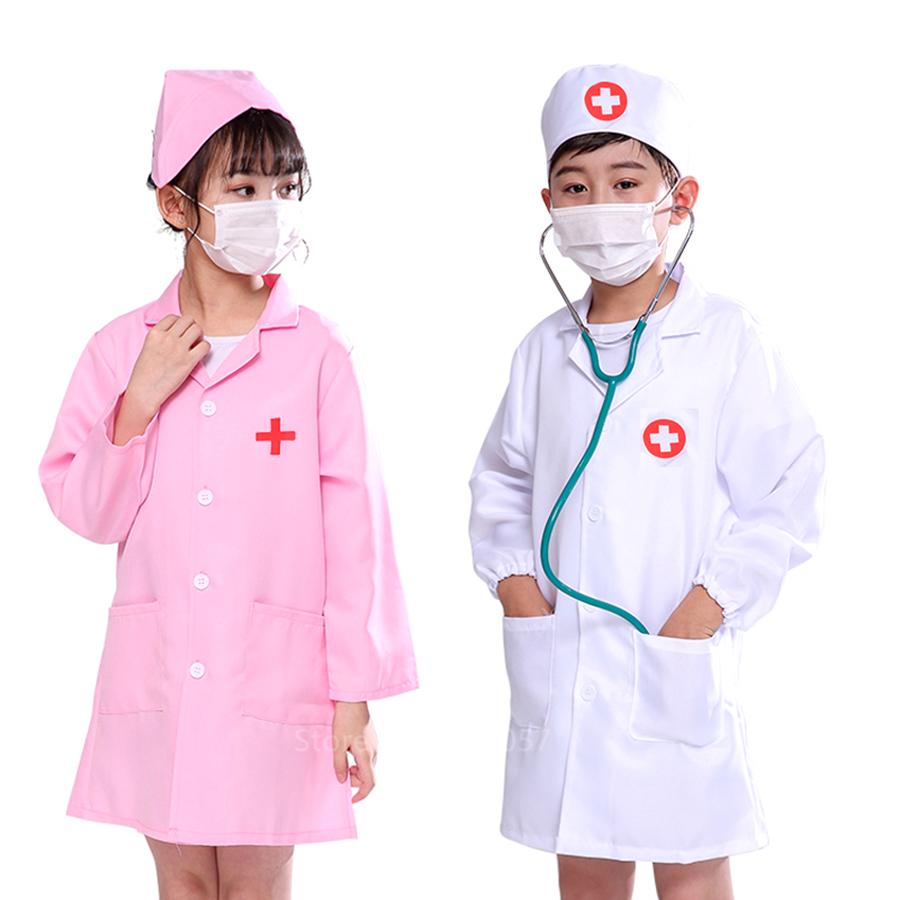 1set Children Cosplay Doctor Uniform Nurse Uniform Kids Creative Pretend Toys Role Playing Doctor Toys Gift for Kids