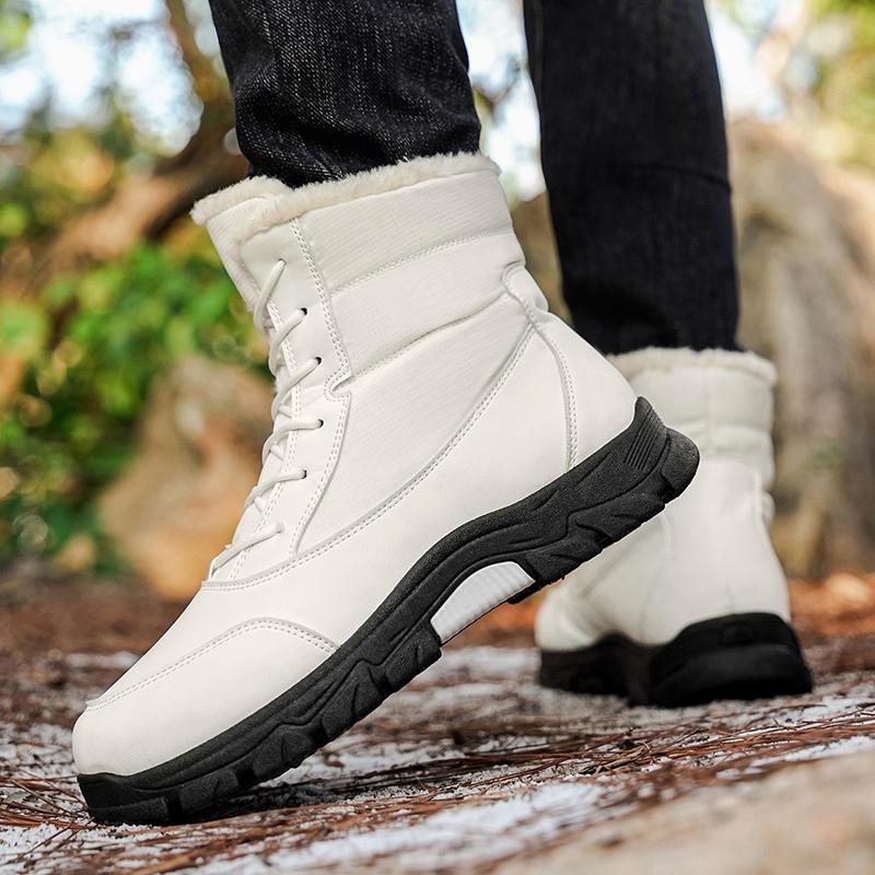 Winter Outdoor Snow Boots with Fleece Lining, Warm High-Top Boots, Trendy Versatile Men's Boots, Thickened Lightweight Cotton Shoes