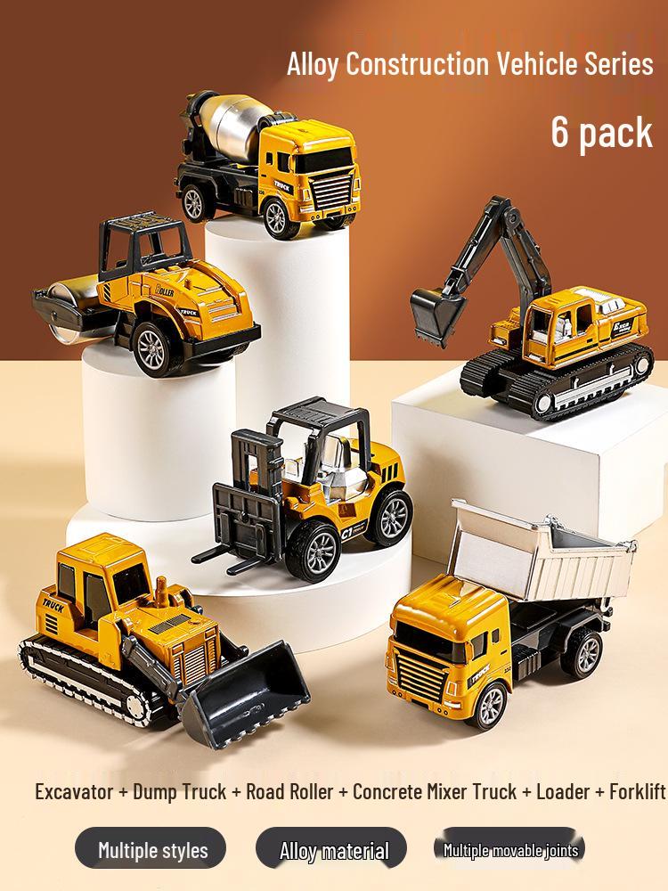 Construction Vehicle Toy Set: Alloy Excavator & Small Car Model Collection for Kids