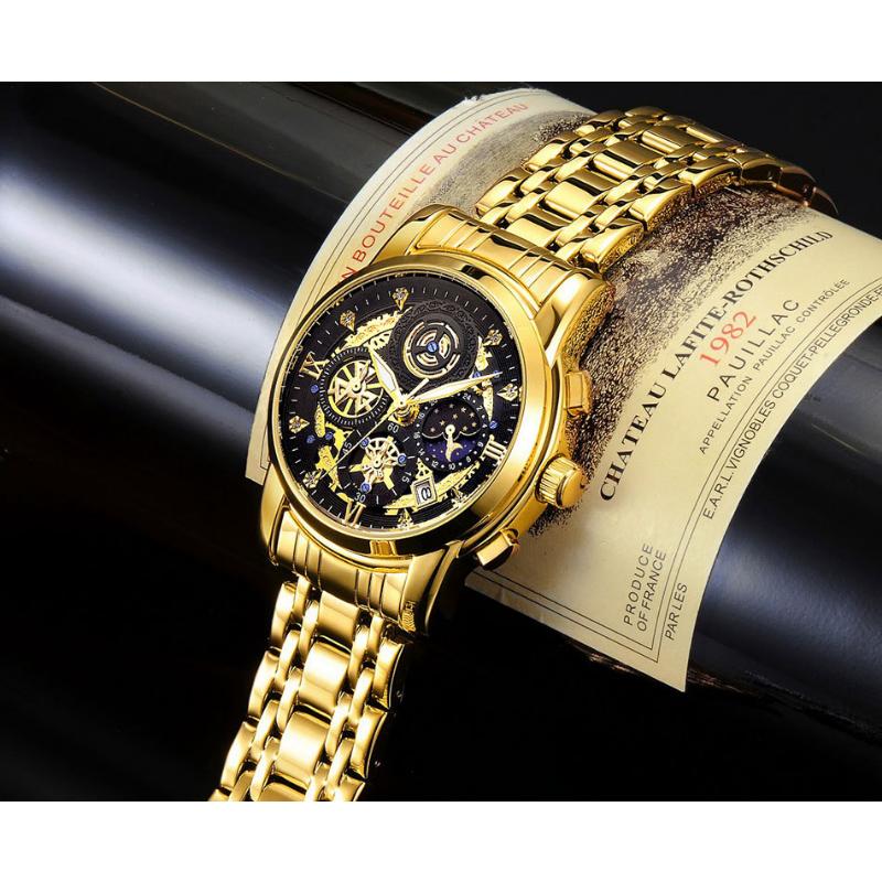 WWOOR Skeleton Watch Trendy Business Men's Watches Waterproof Fashion Quartz Men's Watches