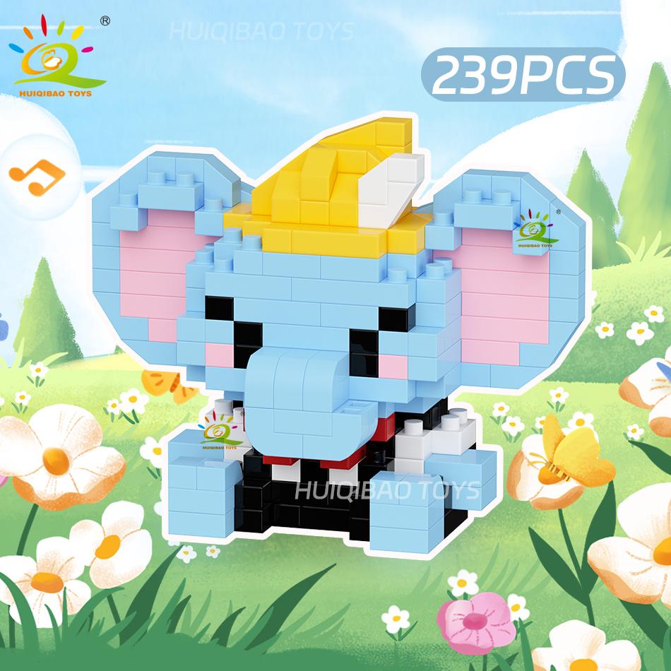 HUIQIBAO MINI Weihnachten Giraffe Capybara Kunst Hut Hund Mikro Baustein Set Stadt Cartoon Tier Diamant Steine Spielzeug Erwachsener