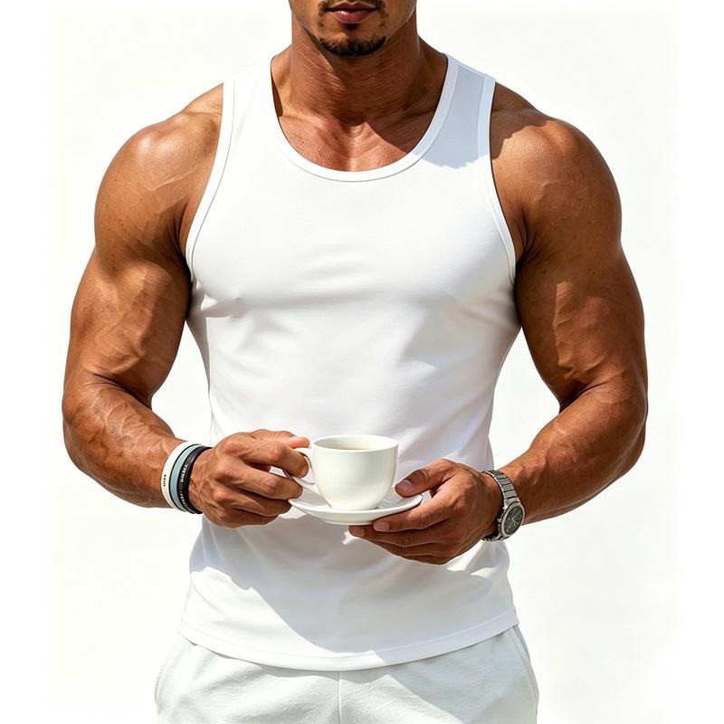 Men S Sleeveless Sports Vest Solid Color Casual Summer