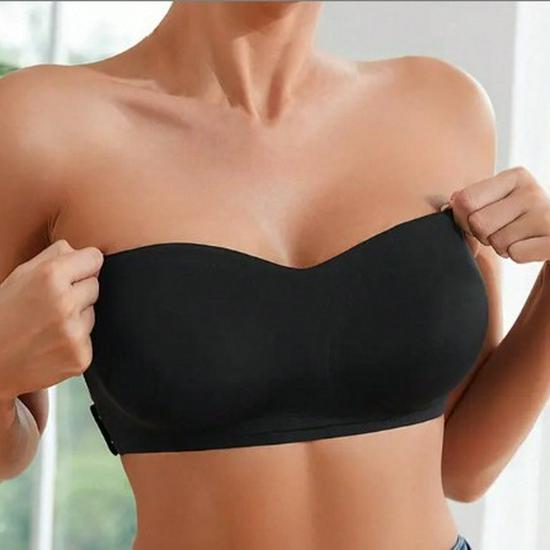Women's European & American Style Seamless One-Shoulder Strapless Bandeau - Anti-Exposure, Thin, Large Size