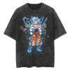 Dragon Ball Z Vegeta Vintage Wash Anime T-shirt, Loose Short-sleeved Sports T-shirt for Men, Harajuku Clothing 639