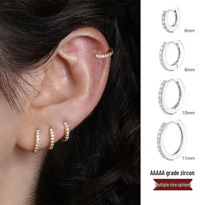 High-End Zircon Silver Earrings: Unique Ear Hoops, Cuffs, and Studs for Women