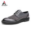 Fashion Derby Leather Men Shoes Summer Breathable Mesh White Brogue Lace Up Solid Dress Shoes Business Party Wedding Shoes Men