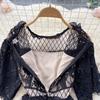 French Sweet Style Y2K Long Dresse Women Vintage Flower Hollow Out Solid Dresses Party Lace High Waist Spring Summer Casual New Clothing