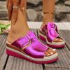 Fashion Peep Toe Linen Wedge Mule Sandal Woman Casual Platform Slide Slipper Ladies Summer Outdoor Thick Sole Slip-on Shoes Brand Design