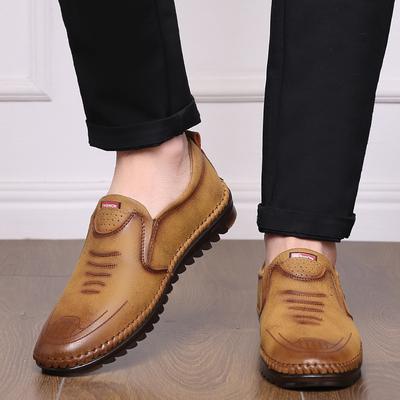 Fashion Men Shoes Casual Summer Mens Loafers Leather Moccasins Comfy Breathable Slip On Boat Shoes Male Boat Male Beanie Shoes Plus Size