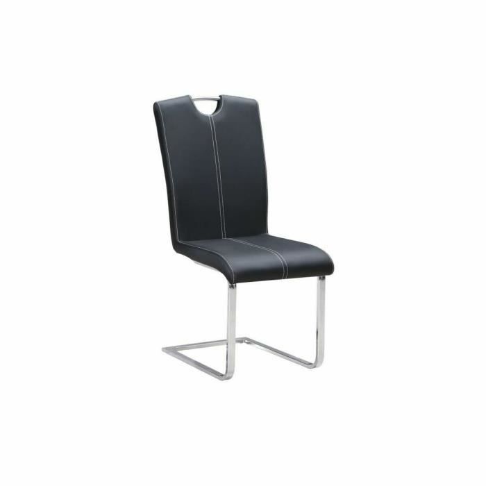 Chaise de salle à manger - Noir - Métal - Polyuréthane