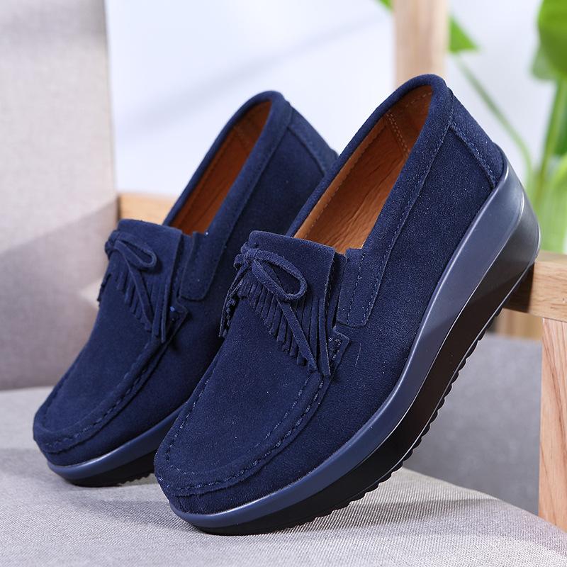 Mom shoes comfortable fashion women's single shoes casual flat hollow high heel women's shoes large size