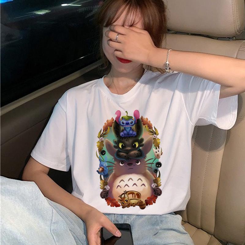 New Totoro T Shirt Women Studio Ghibli Kawaii 90S Graphic T-Shirt Harajuku Miyazaki Hayao Ullzang Tshirt Top Tees Female
