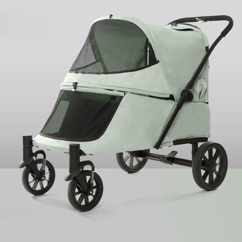

Foldable Dog Stroller Big Wheel with Ramp Brake Dog Strollers Suspension Outdoor Portable Large Dogs Stroller Oxford Pet Carrier светло-зеленый