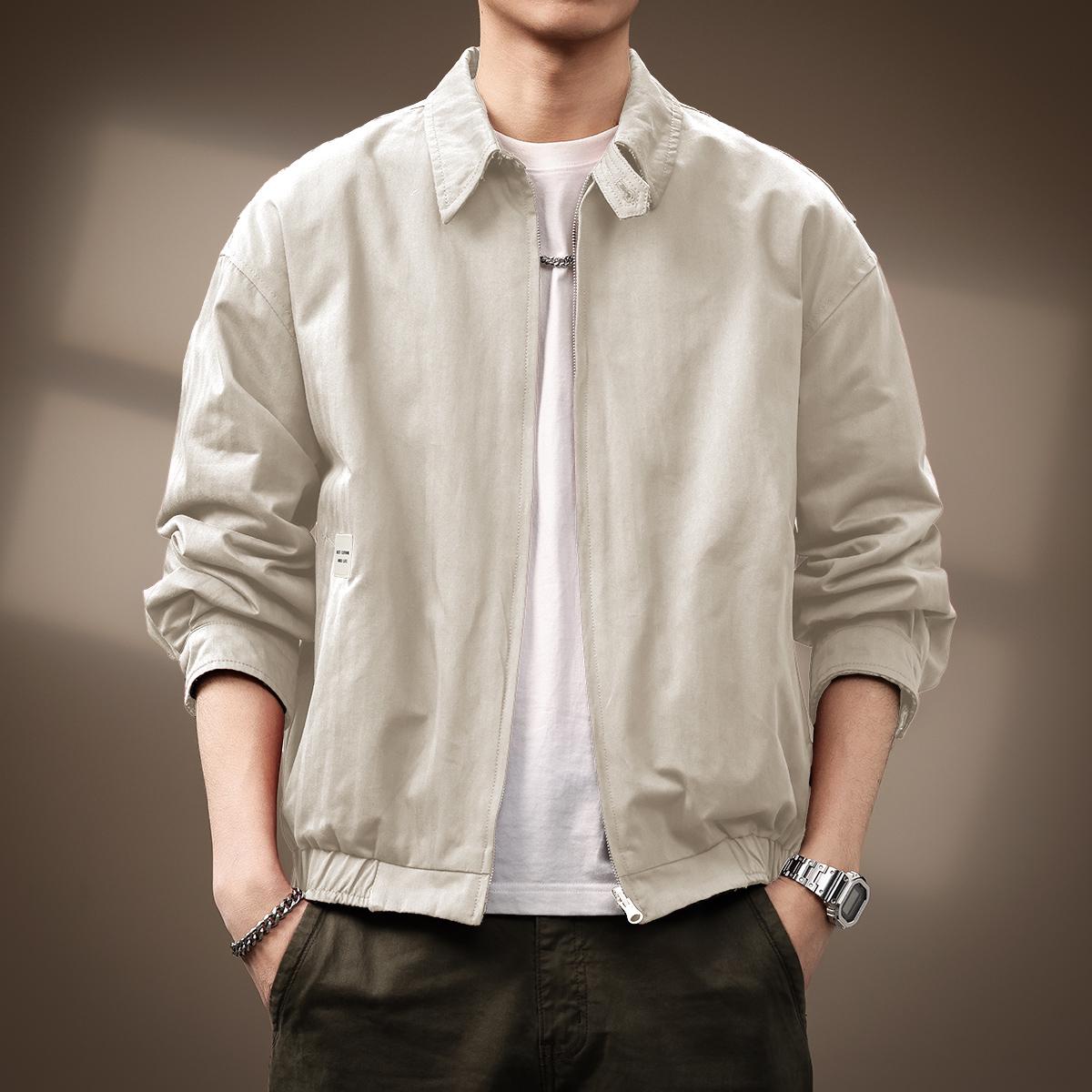 

Men s Retro Harrington Jacket: Double-Sided, Heavyweight, Trendy Workwear - New Spring Arrival 2XL for 85-95 kg