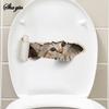Cartoon Hole Breaking Cat Toilet Sticker, Bathroom Beautification Decoration Toilet Cover Waterproof Sticker